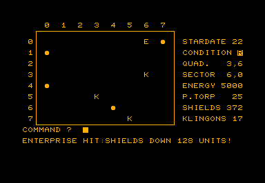 Star Trek (Sound Mod) game screenshot for Commodore PET